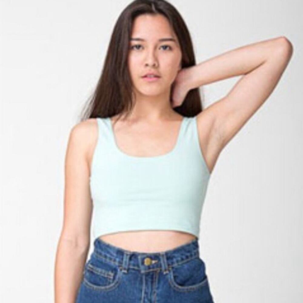 AMERICAN APPAREL Women's Light Blue Mint Crop Tank Top